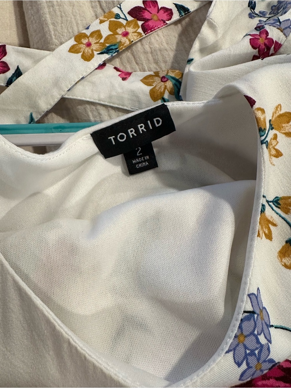 Torrid Cream Floral Crisscross Back Babydoll Dress - Picture 4 of 6